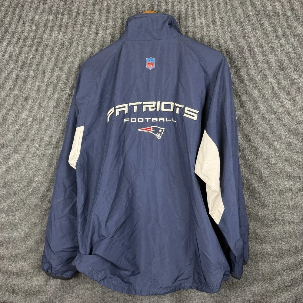 Reebok NFL On Field New England Patriots Jacket Full Zip Windbreaker M Blue Grey